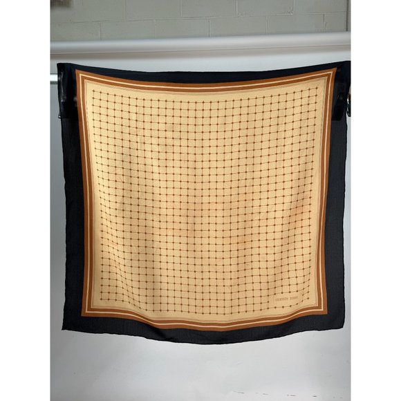Goeffrey Beene Vintage Grid Scarf 31 x 30 Brown Grid Polyester - Picture 14 of 16